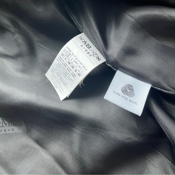 Authentic Maxmara Studio black Wool mango coat with fox border women size 36 - Picture 5 of 7